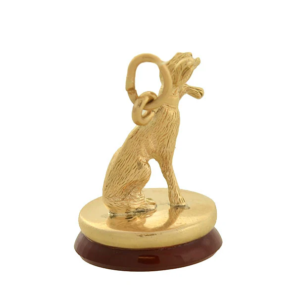 Victorian 14kt Greyhound Dog Fob with Carnelian Seal - Image 3