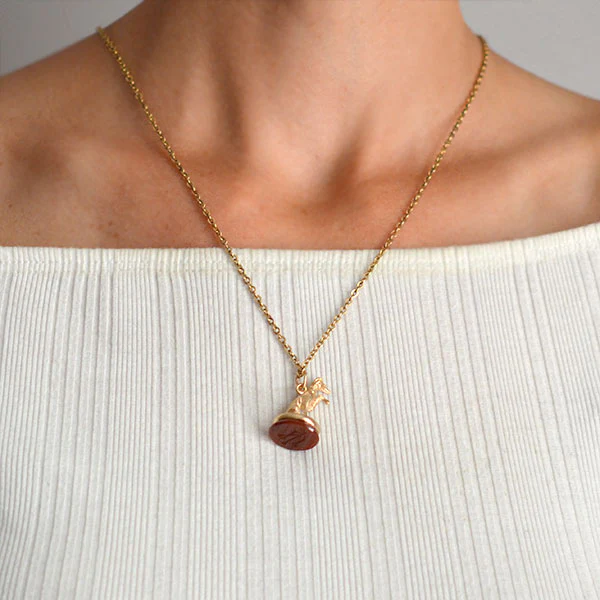 Victorian 14kt Greyhound Dog Fob with Carnelian Seal - Image 5