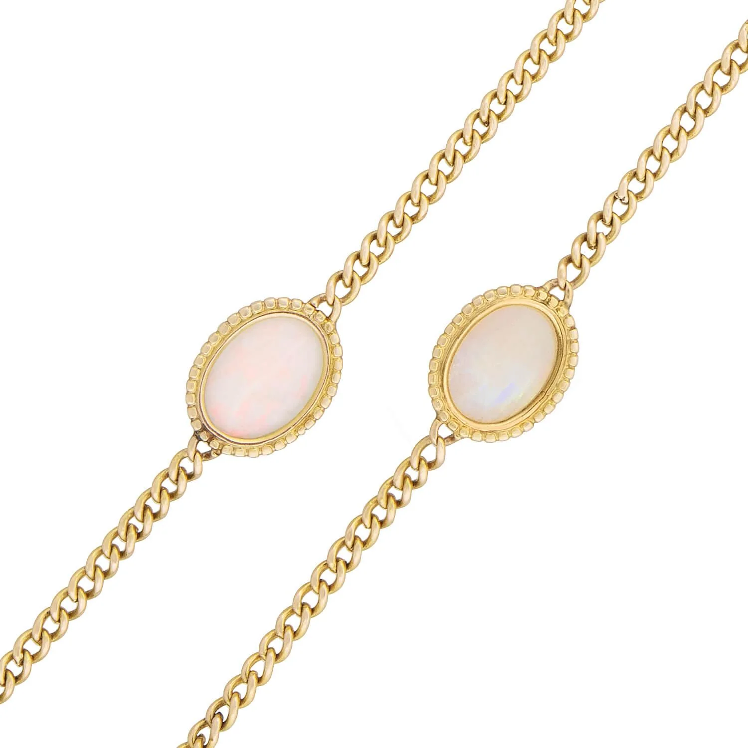Edwardian 14k Opal Watch Chain - Image 3