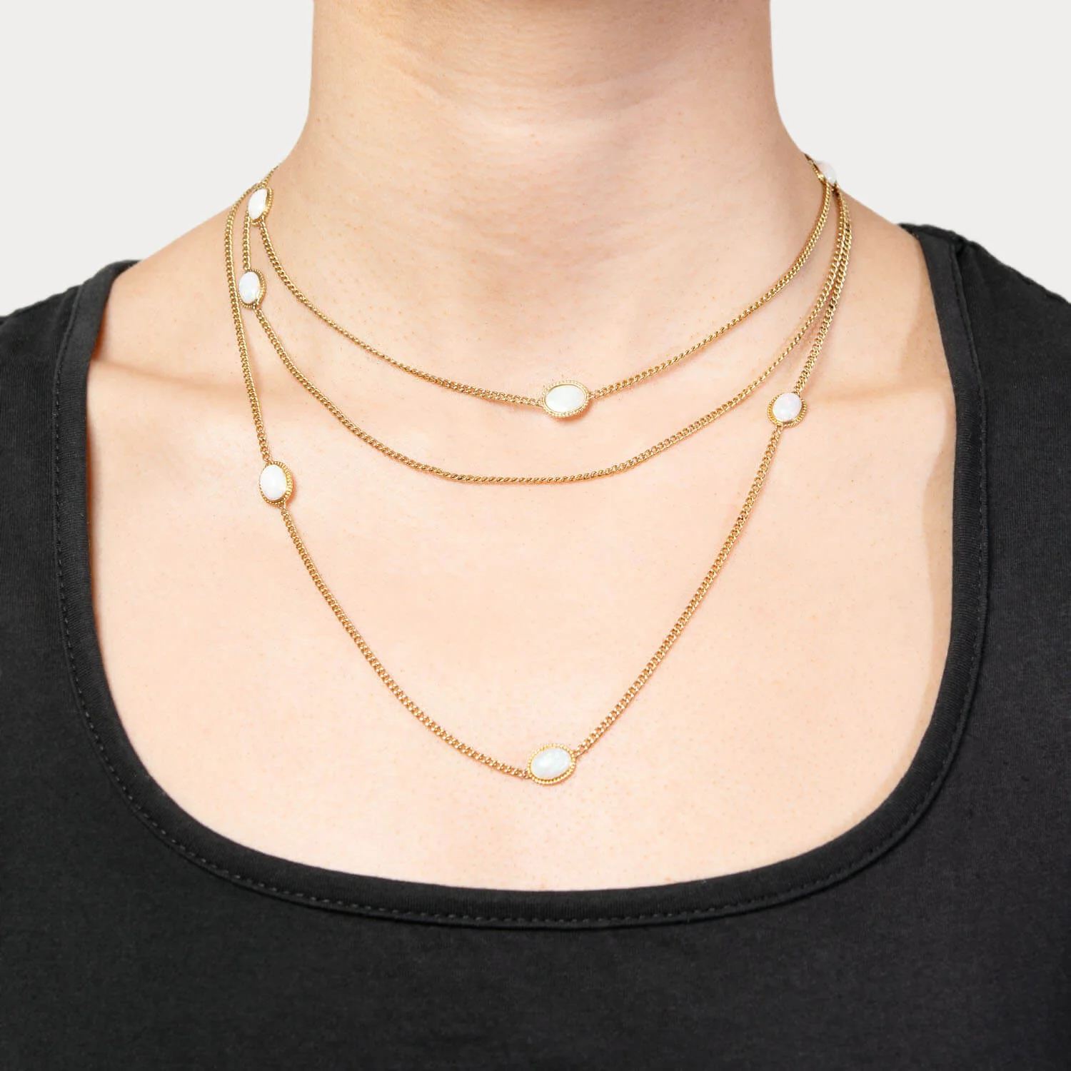 Edwardian 14k Opal Watch Chain - Image 5