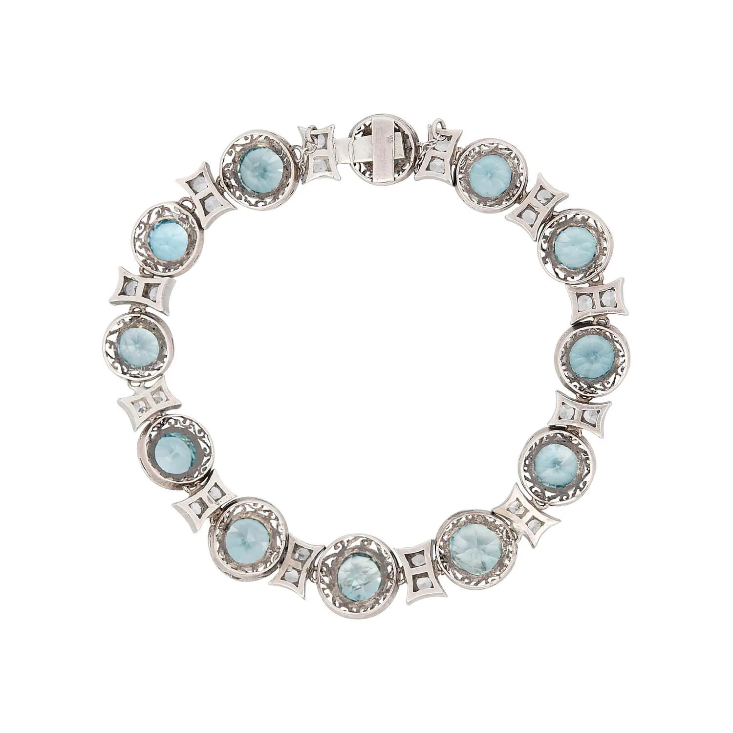 Edwardian 14k/Silver Diamond and Zircon Bracelet - Image 4
