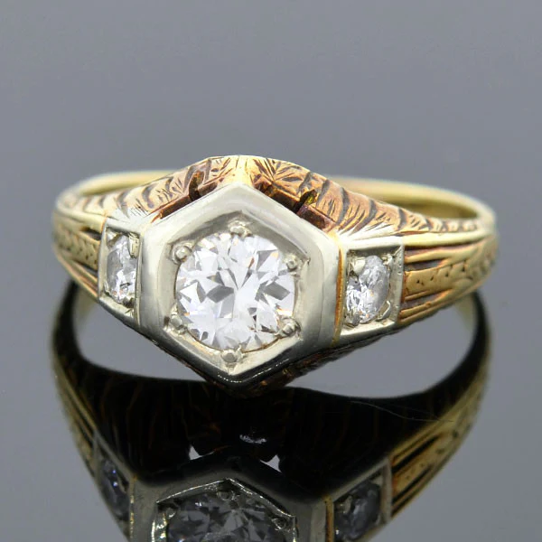 Edwardian Mixed Metals Diamond Engage Ring 0.50ctw - Image 3