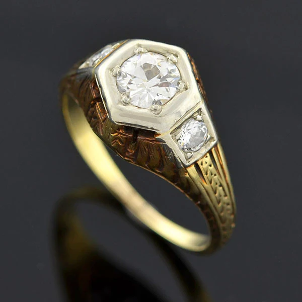 Edwardian Mixed Metals Diamond Engage Ring 0.50ctw - Image 5