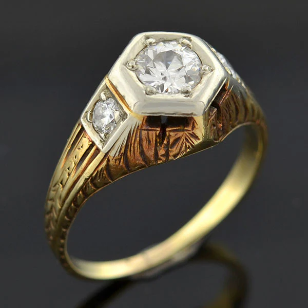 Edwardian Mixed Metals Diamond Engage Ring 0.50ctw - Image 6