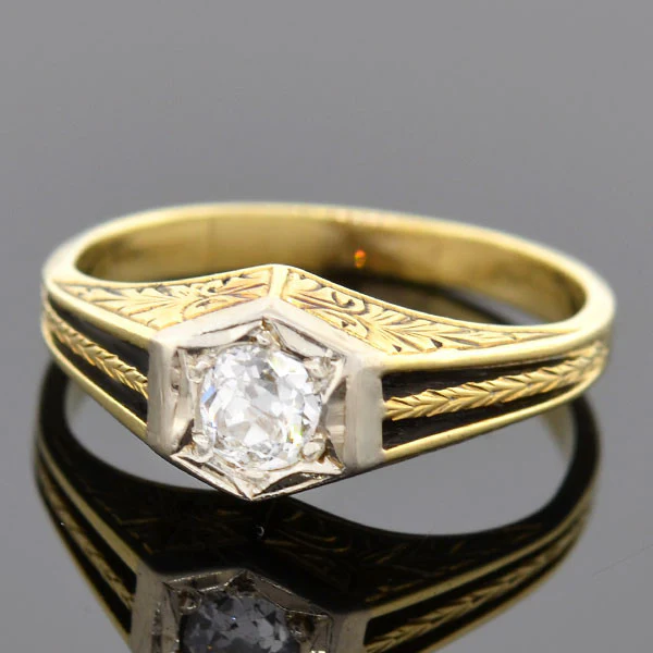 Edwardian 15kt Mixed Metals Diamond Engagement Ring 0.35ct - Image 3