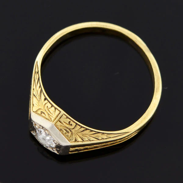 Edwardian 15kt Mixed Metals Diamond Engagement Ring 0.35ct - Image 4