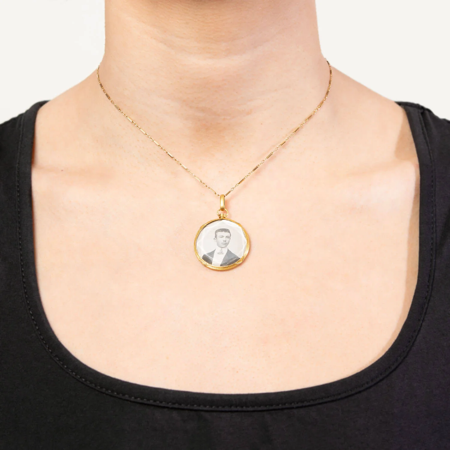 Edwardian 18k French Locket Double Sided Beveled Glass Locket - Image 6