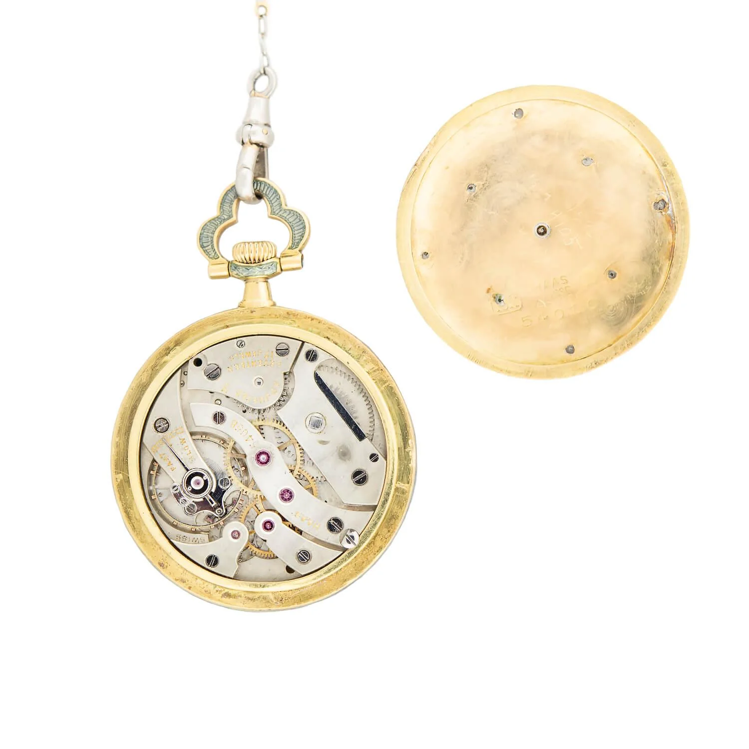 Edwardian 18k/Platinum Blue Enameled Pocket Watch and Lorgnette Chain - Image 7