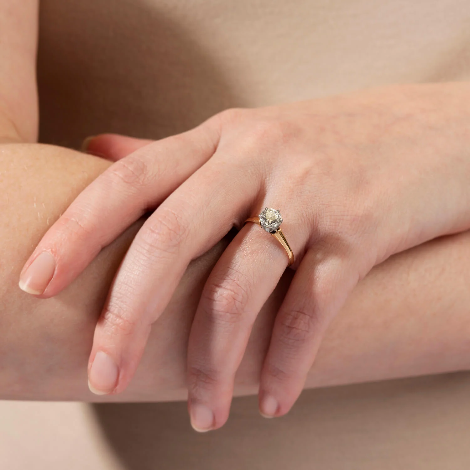 Edwardian 18kt/Platinum Old European Cut Solitaire Diamond Engagement Ring 1.00ct - Image 7