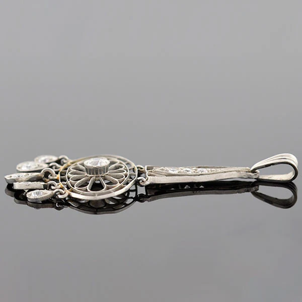 Edwardian Platinum & Diamond Filigree Pendant 0.40ctw - Image 4