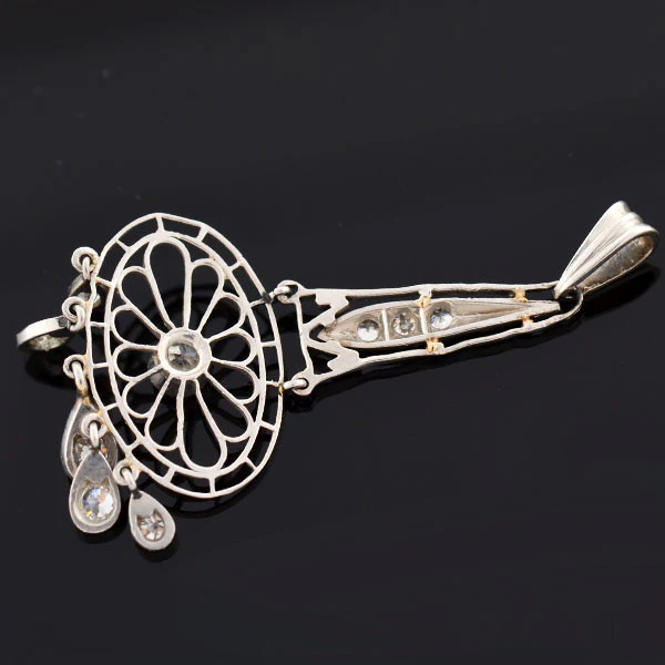 Edwardian Platinum & Diamond Filigree Pendant 0.40ctw - Image 5