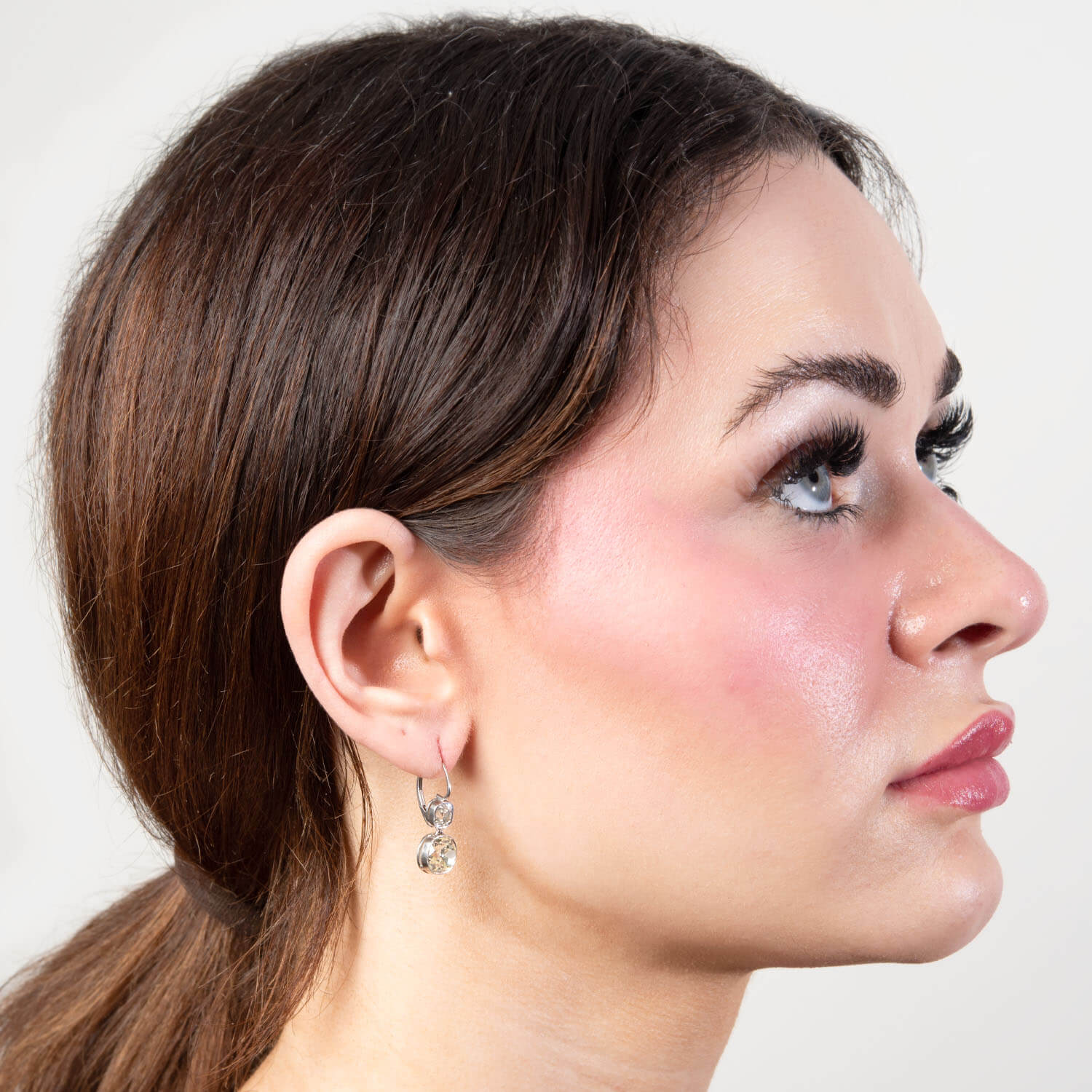 Edwardian Platinum Old European Diamond Earrings 5ctw - Image 4