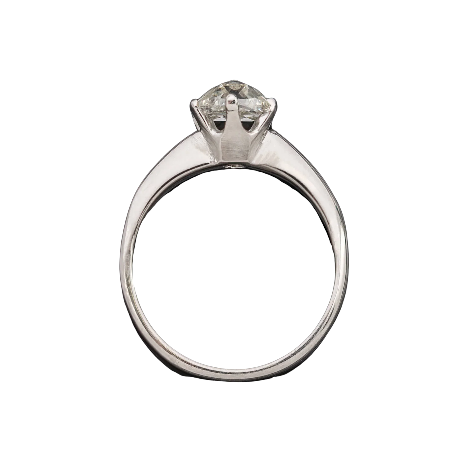 Estate 14kt White Gold + Rose Cut Diamond Engagement Ring 1.03ctw - Image 4