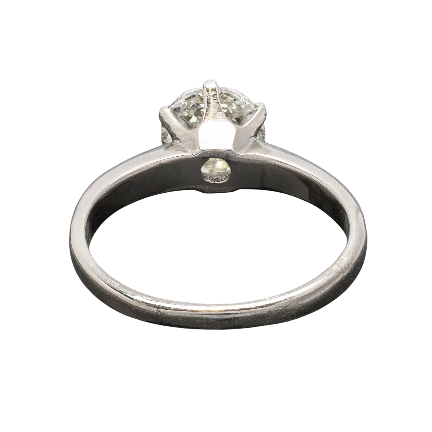 Estate 14kt White Gold + Rose Cut Diamond Engagement Ring 1.03ctw - Image 5