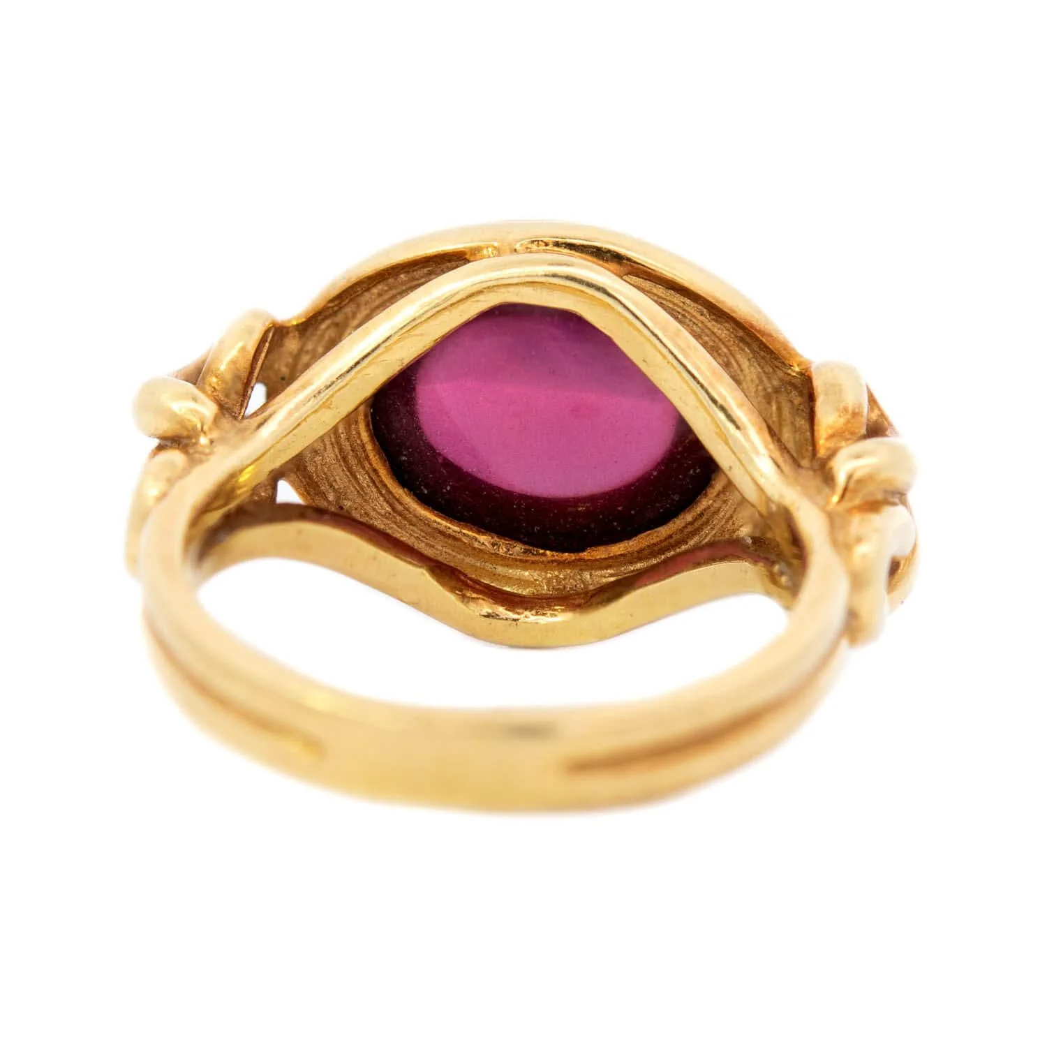 Estate 18k Rhodolite Garnet Cabochon Ring - Image 5