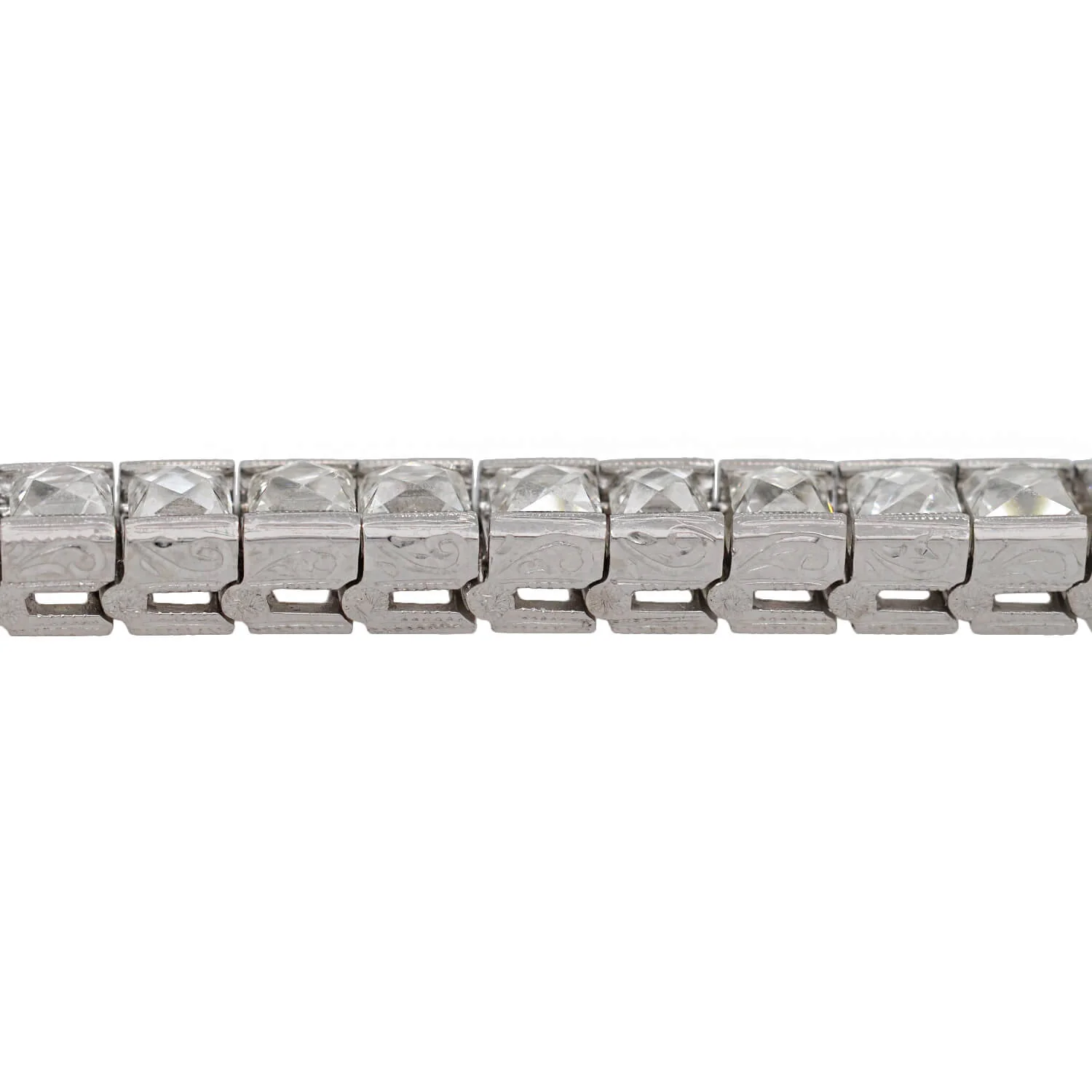 Custom Art Deco Style Platinum + French Cut Diamond Line Bracelet 20.90ctw - Image 6
