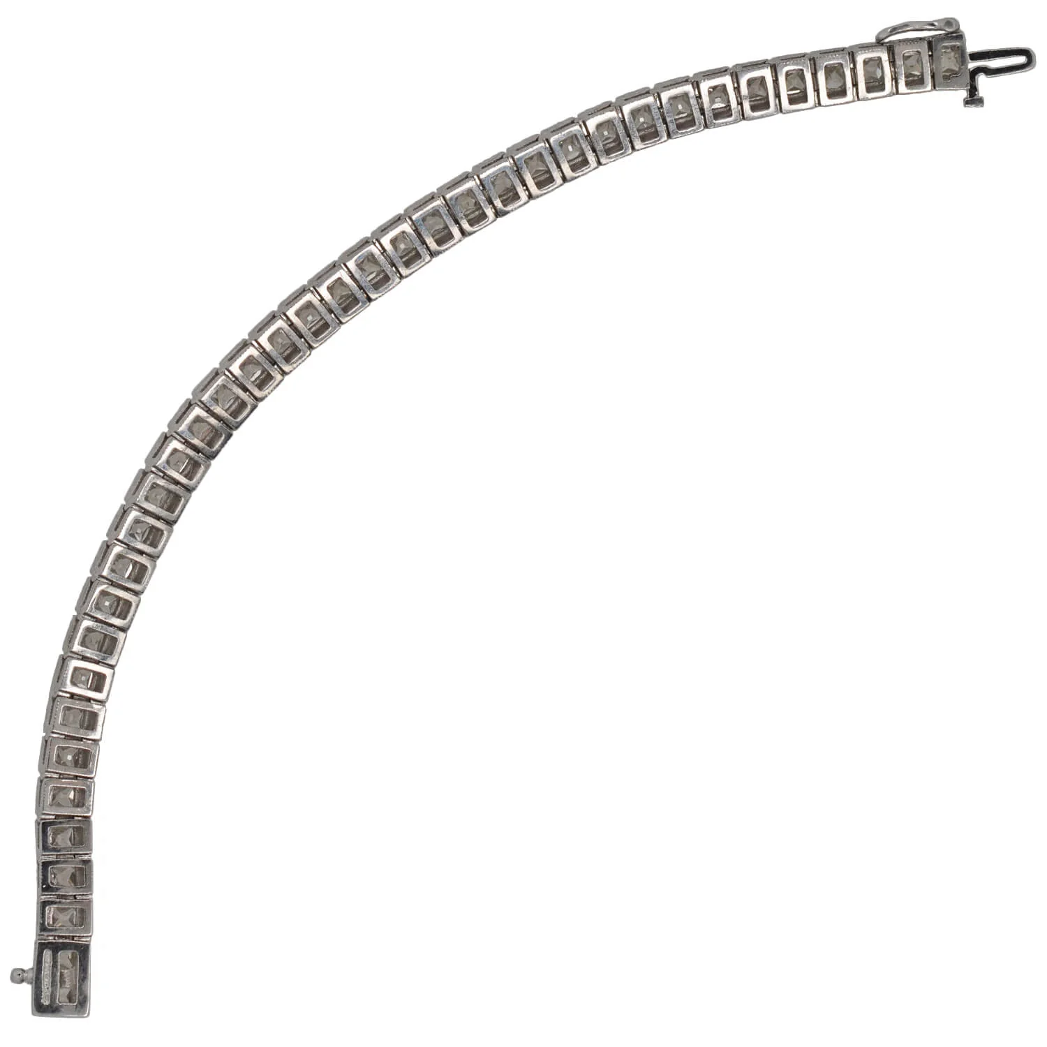 Custom Art Deco Style Platinum + French Cut Diamond Line Bracelet 20.90ctw - Image 7