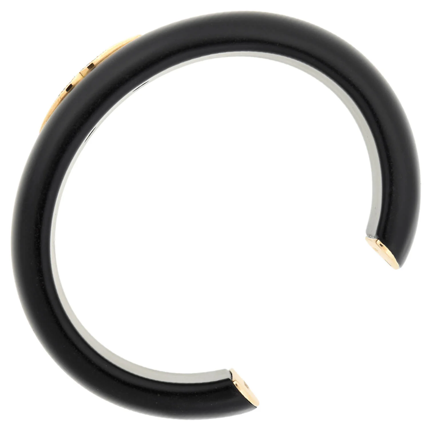 G. BVLGARI Vintage 18kt Rose Gold + Jet "Enigma" Diamond Lips Cuff Bracelet - Image 5