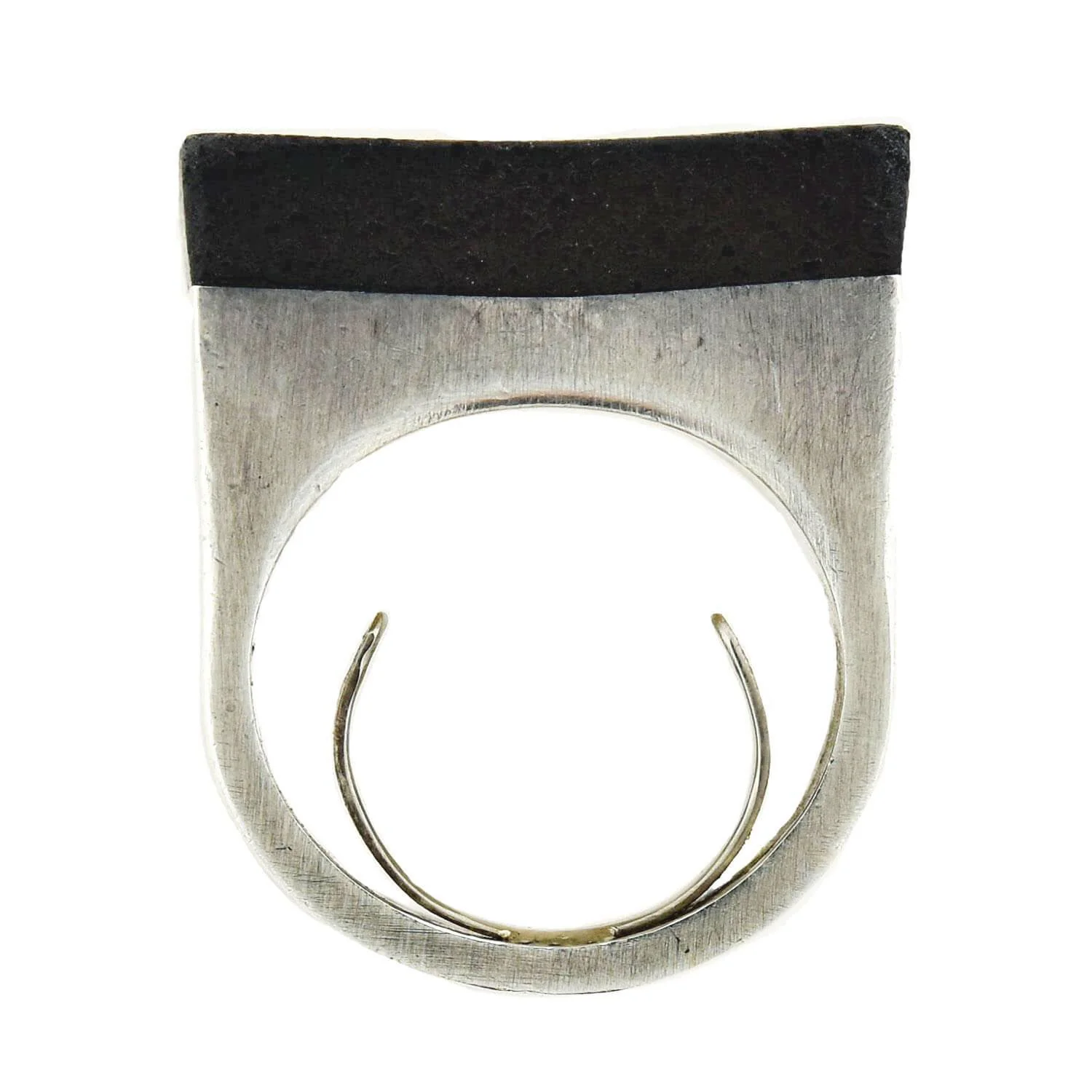 GUCCI Vintage Large Sterling Silver + Rubber Ring - Image 4