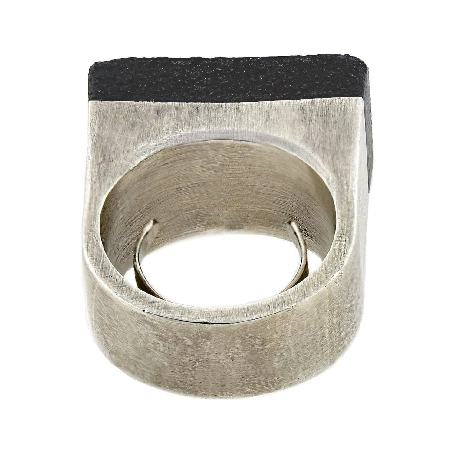 GUCCI Vintage Large Sterling Silver + Rubber Ring - Image 5