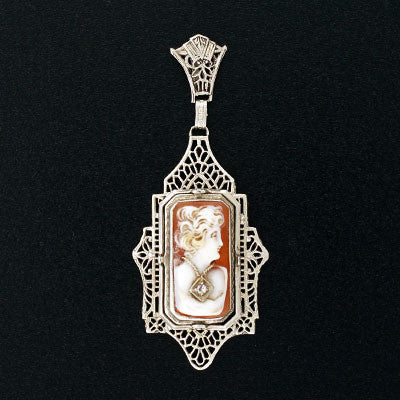 Late Art Deco 14kt Rock Quartz & Cameo Flip Pendant - Image 4