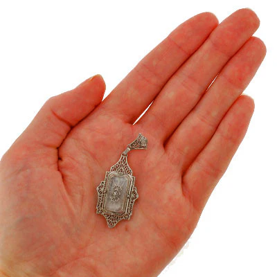 Late Art Deco 14kt Rock Quartz & Cameo Flip Pendant - Image 9