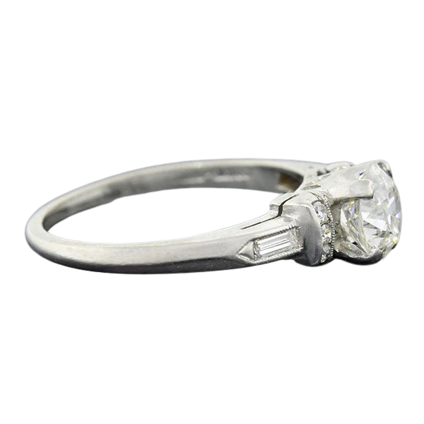 Late Art Deco Platinum Diamond Engagement Ring 0.51ctw - Image 3