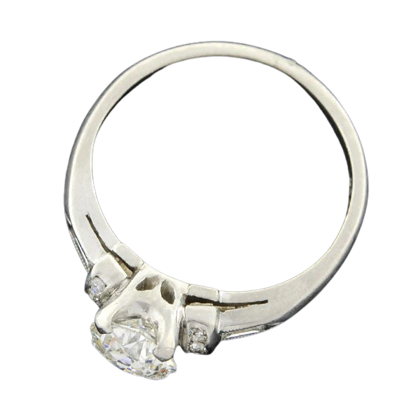 Late Art Deco Platinum Diamond Engagement Ring 0.51ctw - Image 4