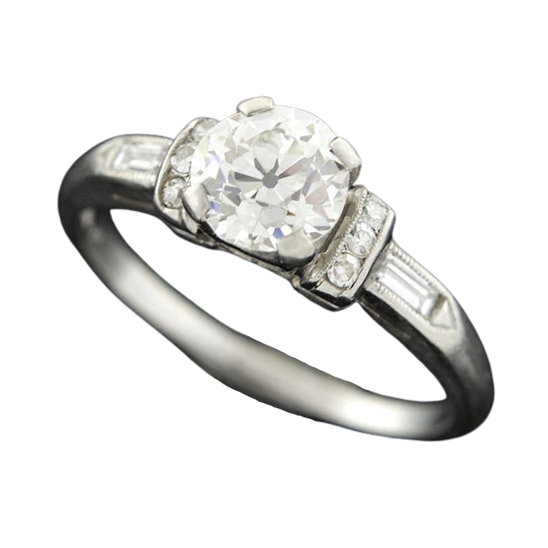 Late Art Deco Platinum Diamond Engagement Ring 0.51ctw - Image 5