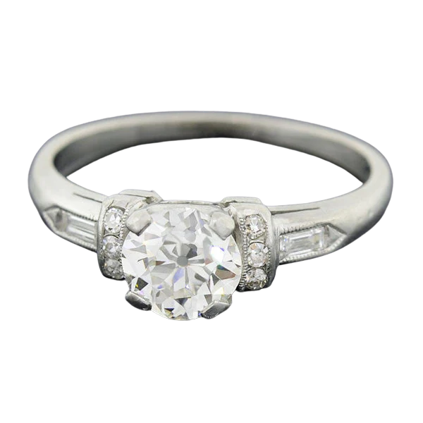 Late Art Deco Platinum Diamond Engagement Ring 0.51ctw - Image 6
