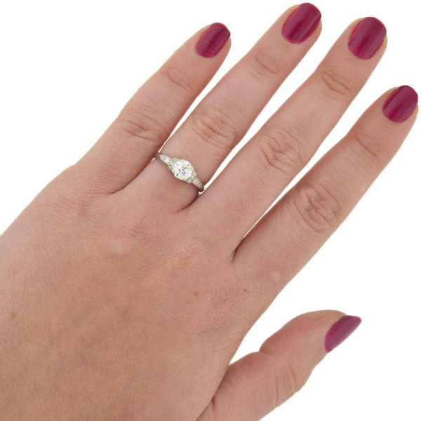 Late Art Deco Platinum Diamond Engagement Ring 0.51ctw - Image 8