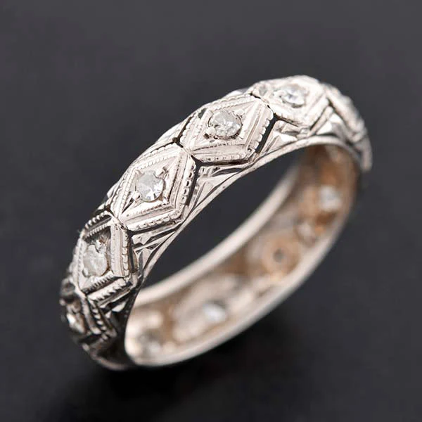 Late Art Deco Platinum & Diamond Eternity Band 0.45ct - Image 5