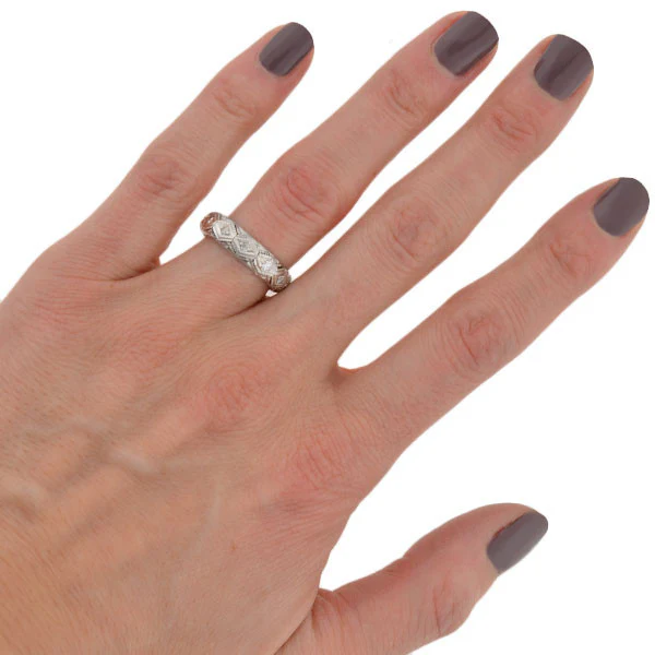 Late Art Deco Platinum & Diamond Eternity Band 0.45ct - Image 6