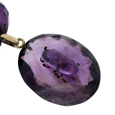 Late Victorian Sterling Carved Amethyst Pendant & Beads - Image 6