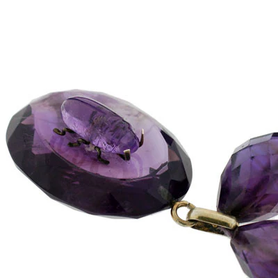 Late Victorian Sterling Carved Amethyst Pendant & Beads - Image 7