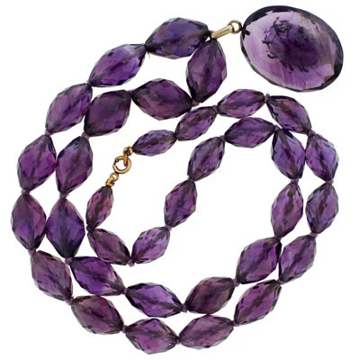 Late Victorian Sterling Carved Amethyst Pendant & Beads - Image 8