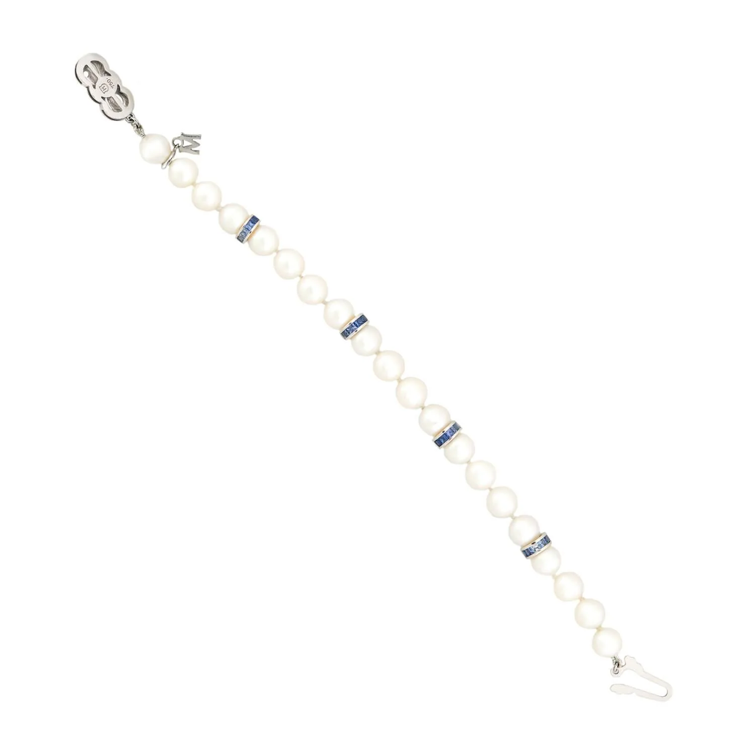 MIKIMOTO Estate 18k Pearl and Sapphire Bracelet - Image 4