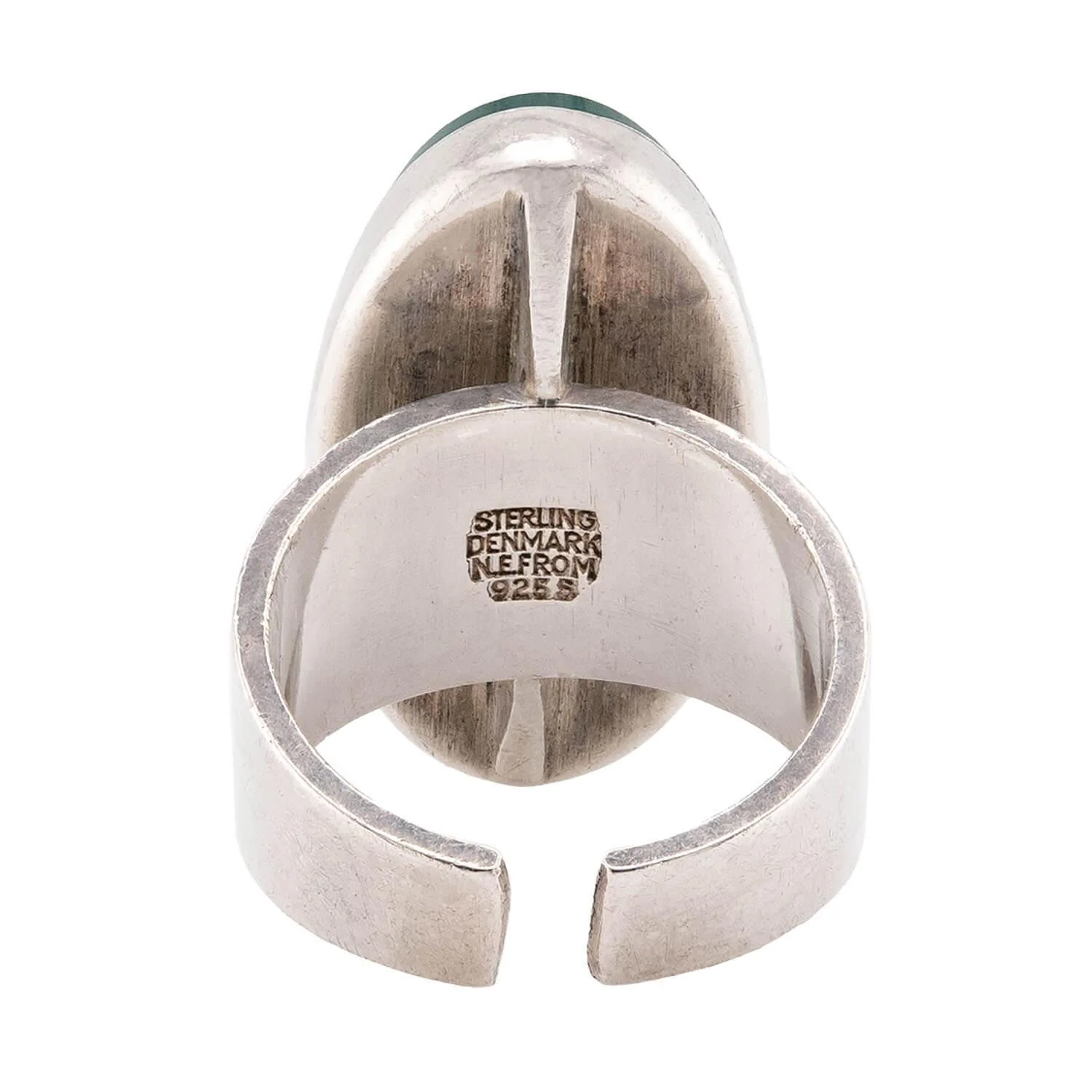 N.E. FROME Vintage Danish Sterling Silver Chrysoprase Ring - Image 4