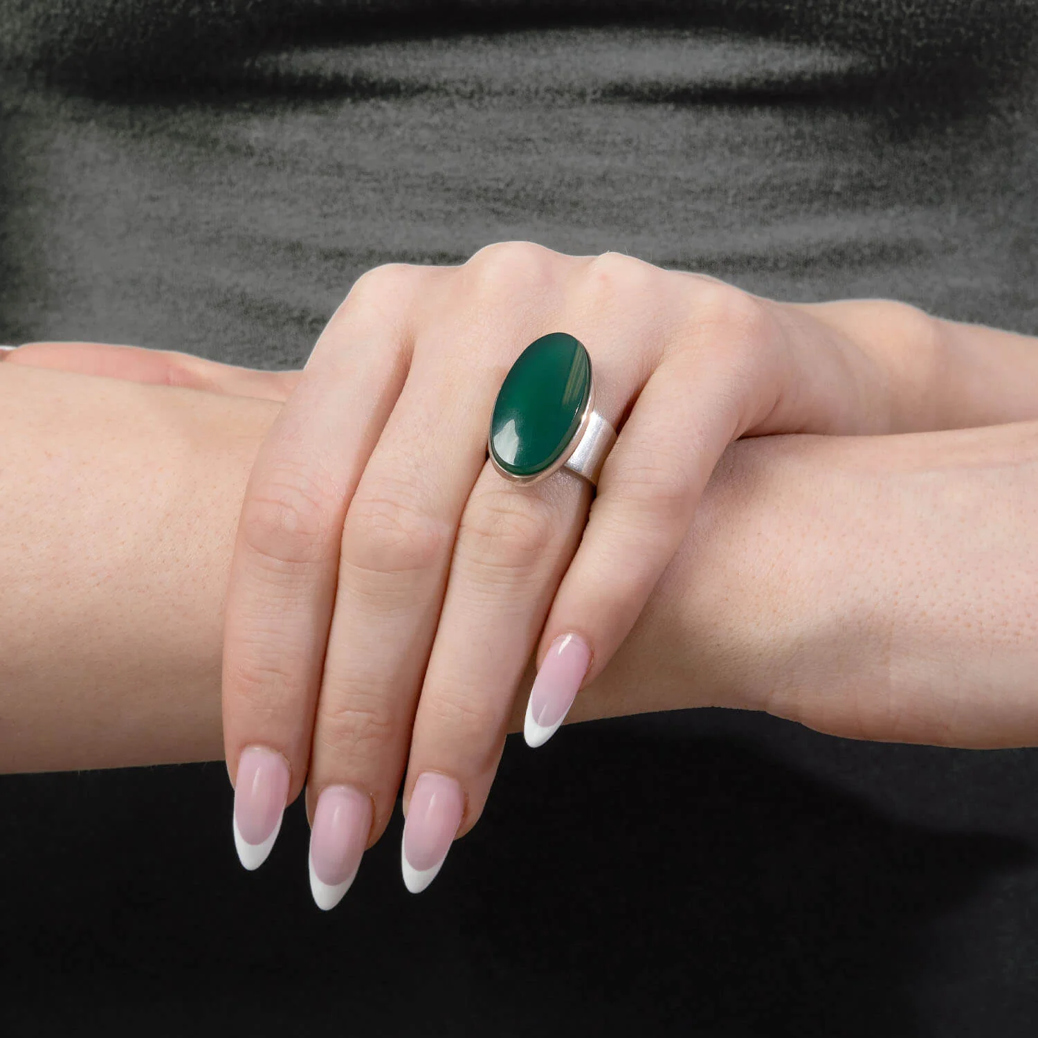 N.E. FROME Vintage Danish Sterling Silver Chrysoprase Ring - Image 5