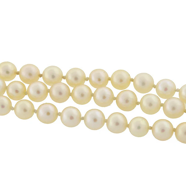 Retro 14kt 3-Strand Pearl & Diamond Bracelet - Image 3