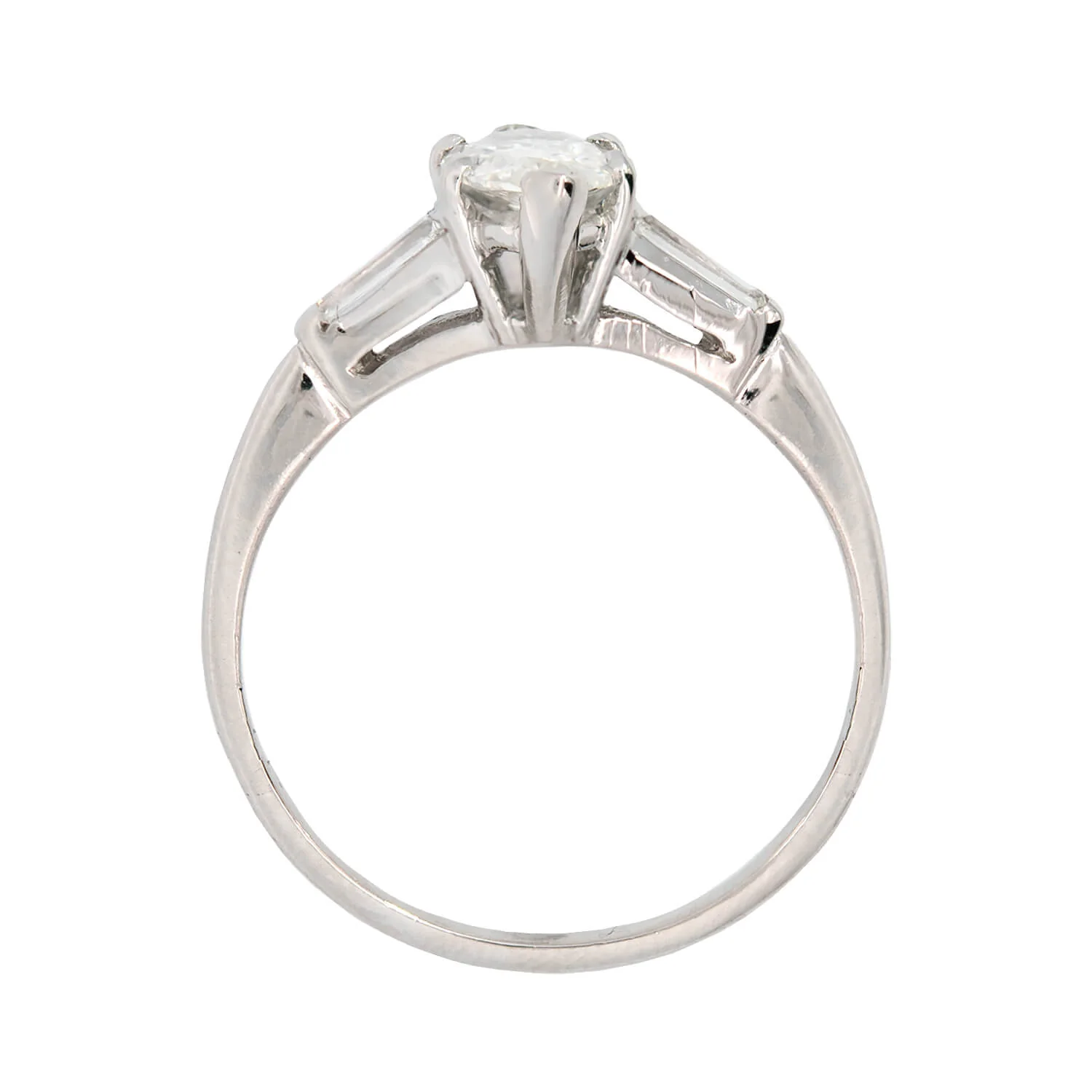 Retro Platinum Marquise Diamond Engagement Ring 1.00ct - Image 4
