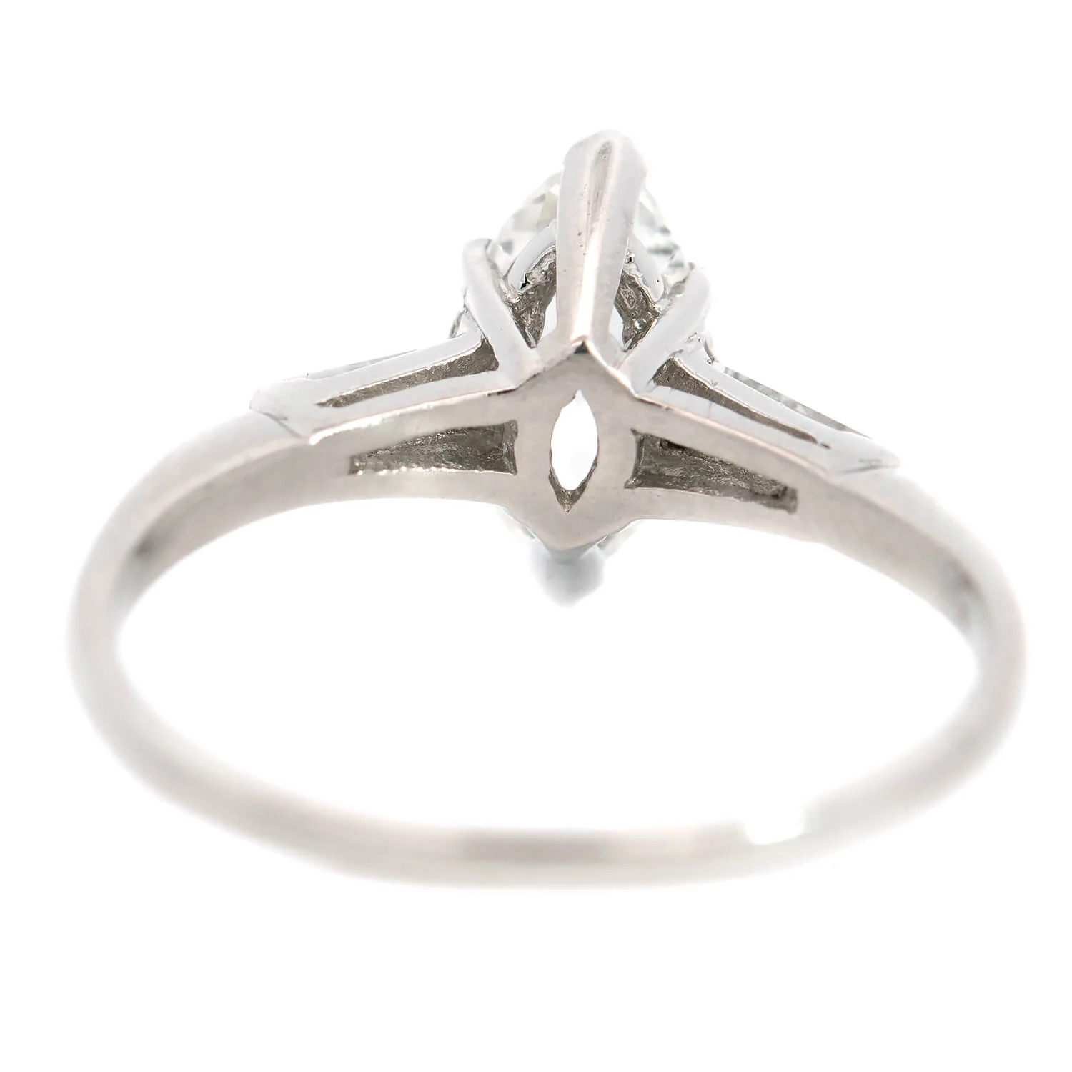 Retro Platinum Marquise Diamond Engagement Ring 1.00ct - Image 5