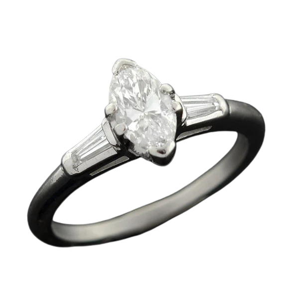 Retro Platinum Marquise Diamond Ring 0.84ct - Image 5