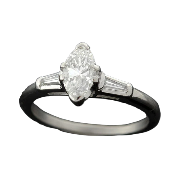 Retro Platinum Marquise Diamond Ring 0.84ct - Image 6