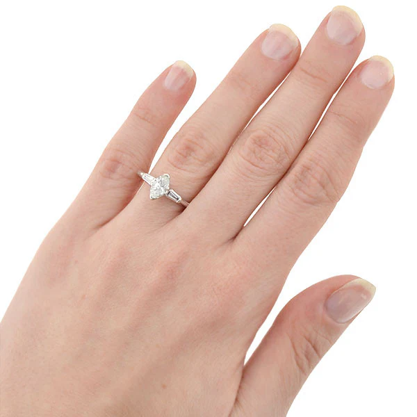 Retro Platinum Marquise Diamond Ring 0.84ct - Image 7
