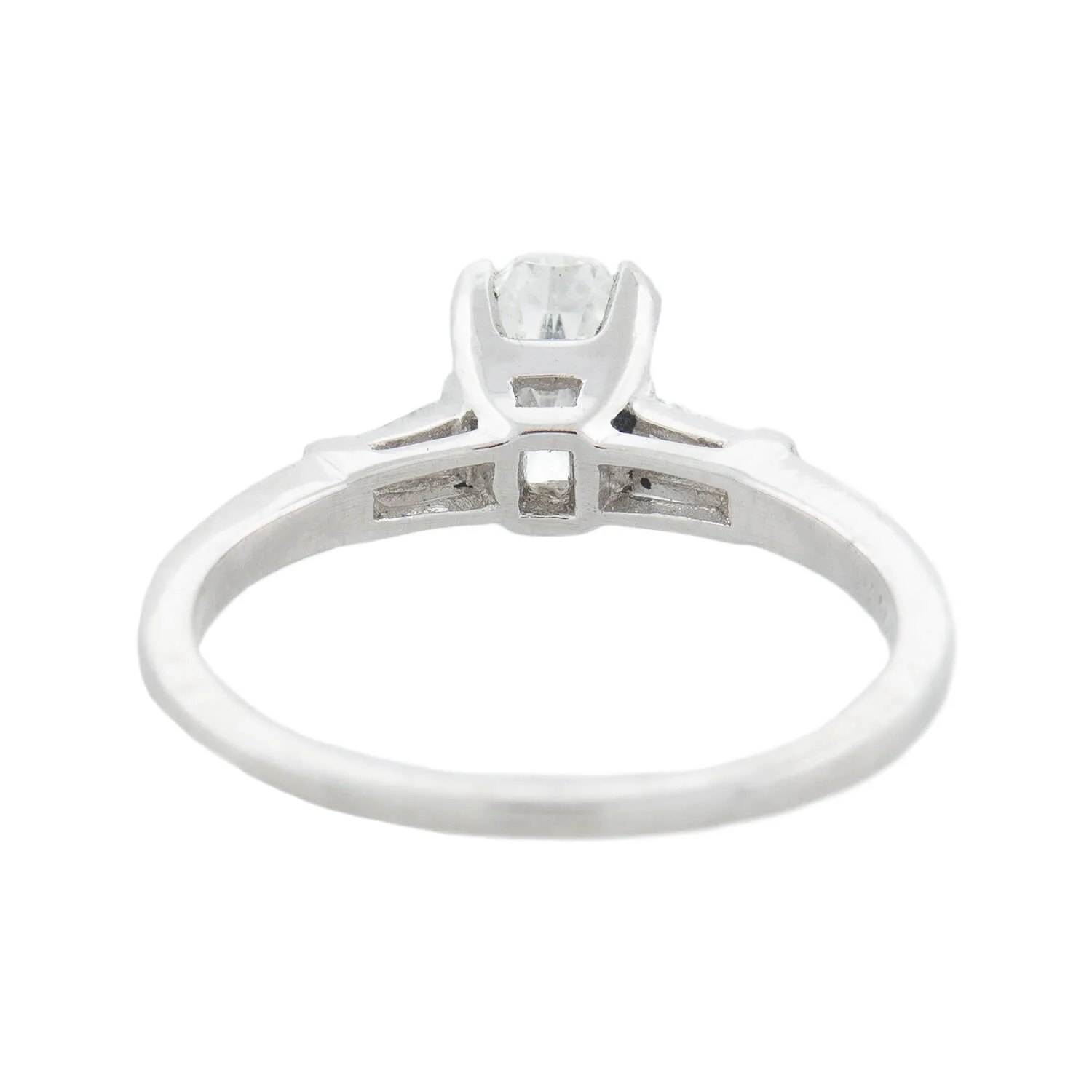 Retro Platinum Oval Diamond Engagement Ring 0.84ct center - Image 4