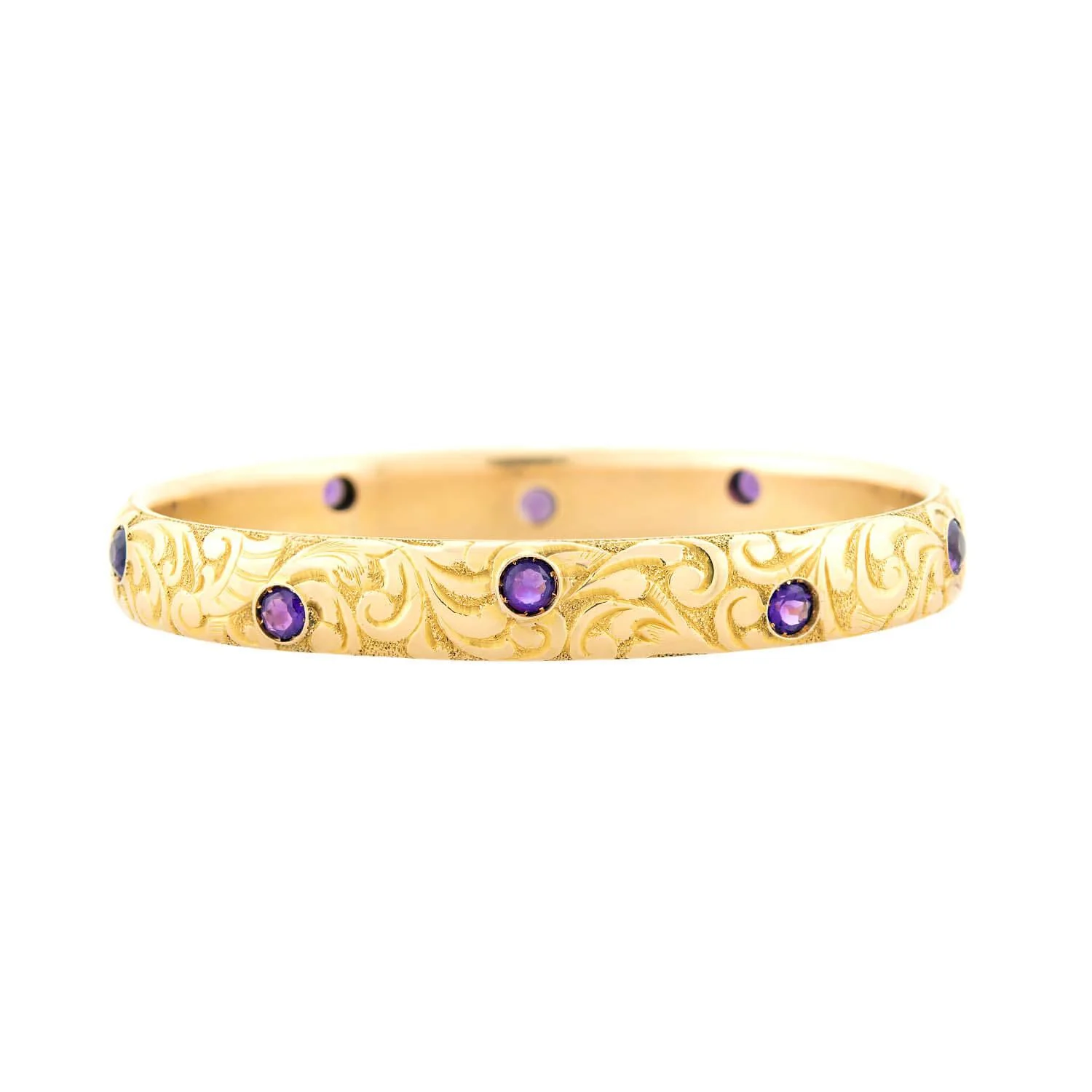 Victorian 14k Amethyst Carved Scrolling Motif Bracelet - Image 4