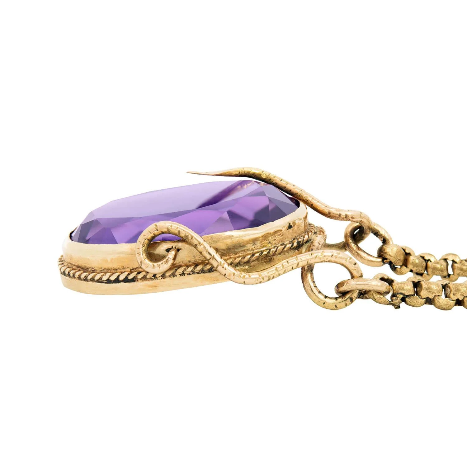 Victorian 14k Amethyst Snake Motif Necklace - Image 3