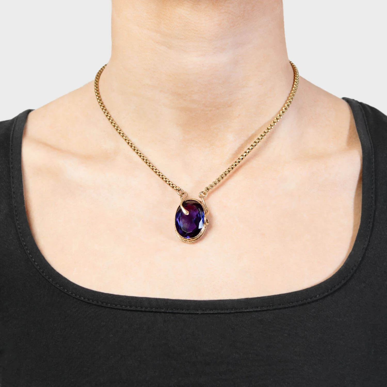 Victorian 14k Amethyst Snake Motif Necklace - Image 7
