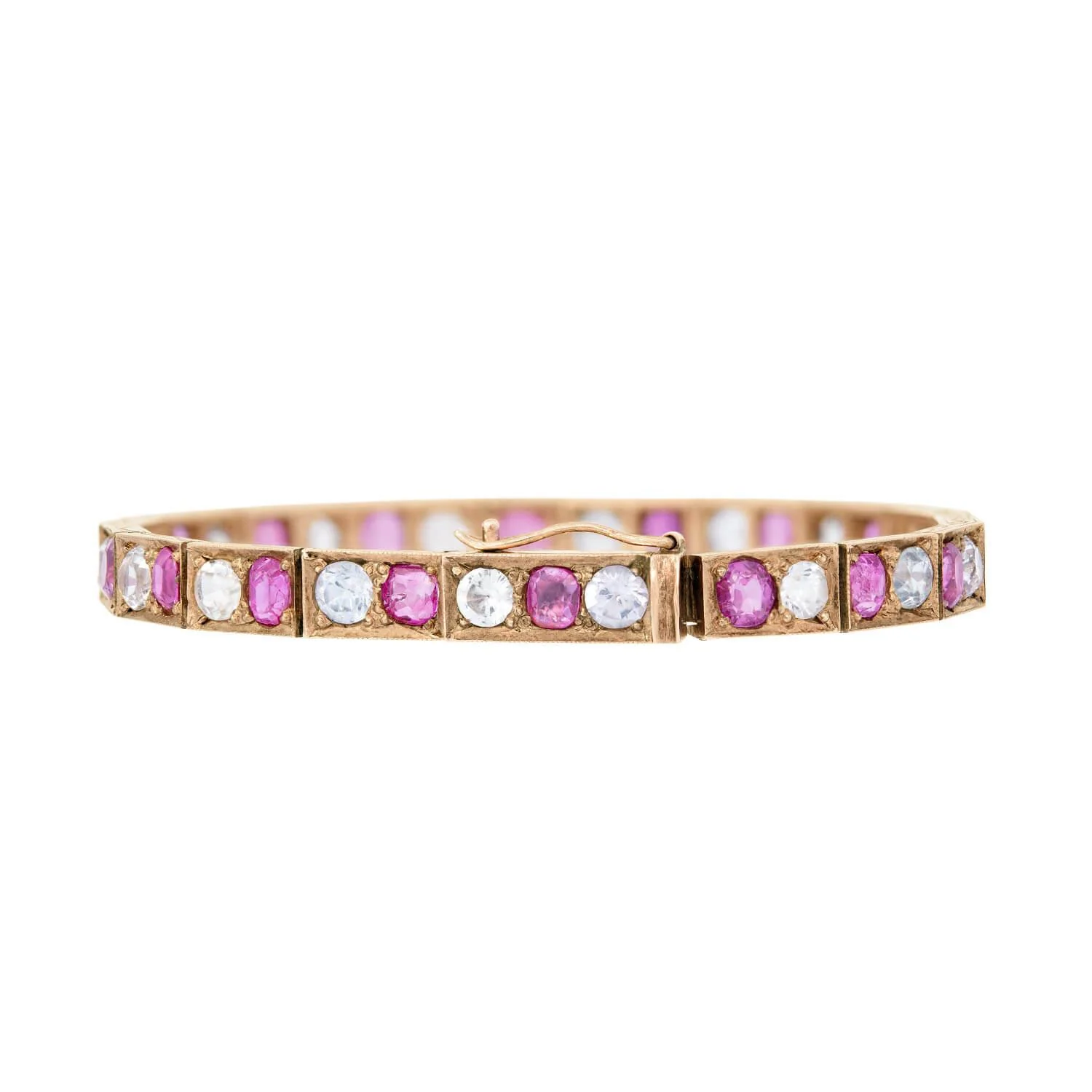 Victorian 14k Ruby and Sapphire Line Bracelet - Image 5